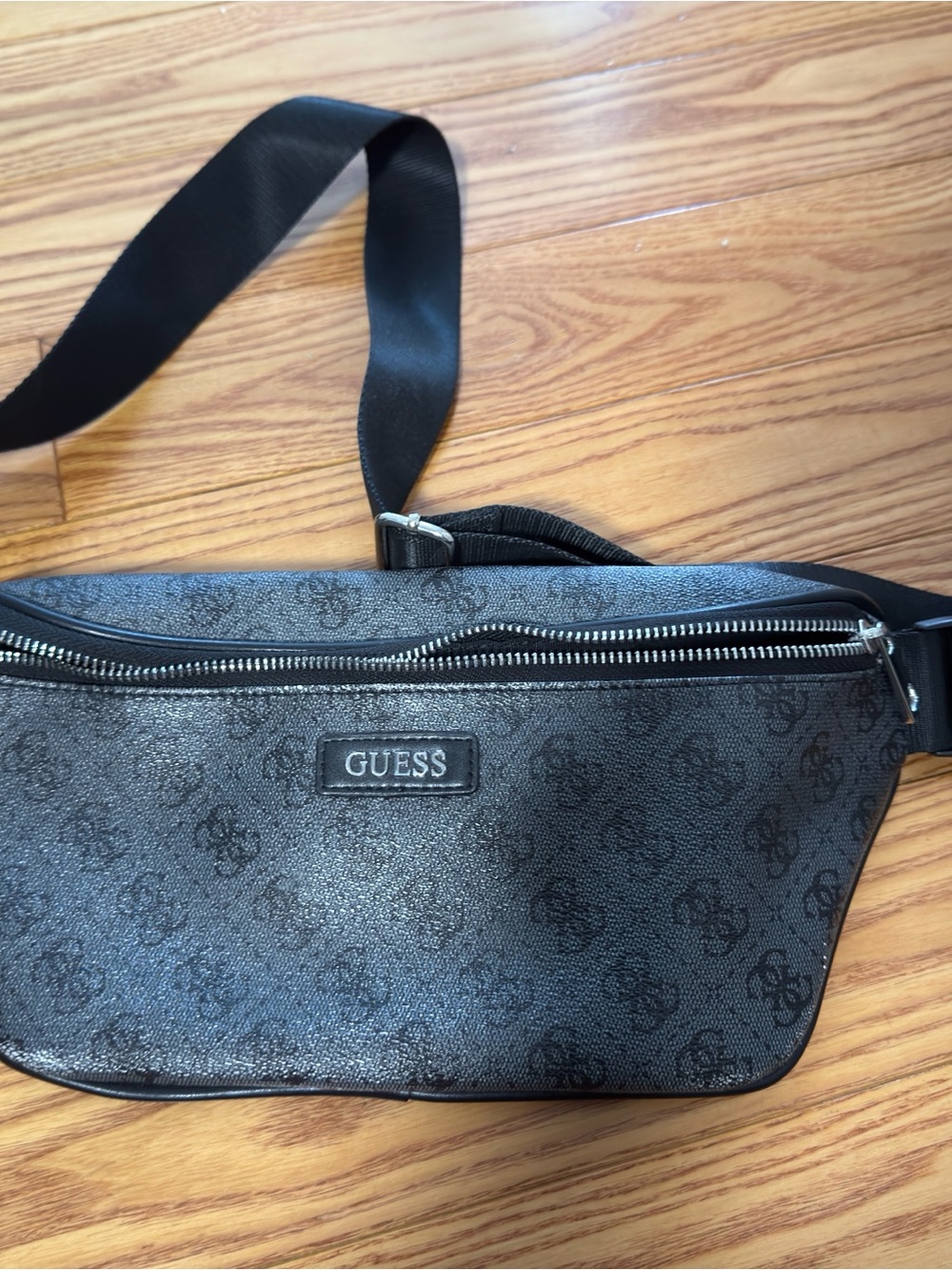 GUESS Black Monogram Belt Bag